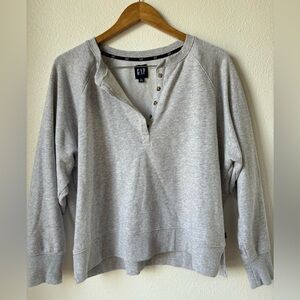 Perfect Slouch Gap Button Sweatshirt in Grey